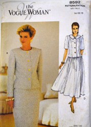 8592 EZ VOGUE SHORT - LONG SLEEVE  BUTTON TOP, STRAIGHT- FLARE SKIRT LENGTHS PATTERN 8-12 or 14-18 choice